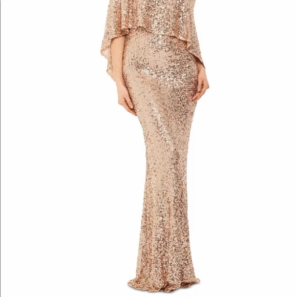 BETSY & ADAM Womens Beige Off the Shoulder Body Con Formal Dress - Picture 2 of 2